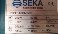 Suruç 3 HP 30 kedeme SEKA dalgıç pompa 